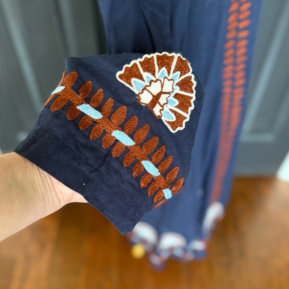 Roberta Roller Rabbit Navy and Red Embroidered Cotton Midi Dress - XL / L - Picture 6 of 14